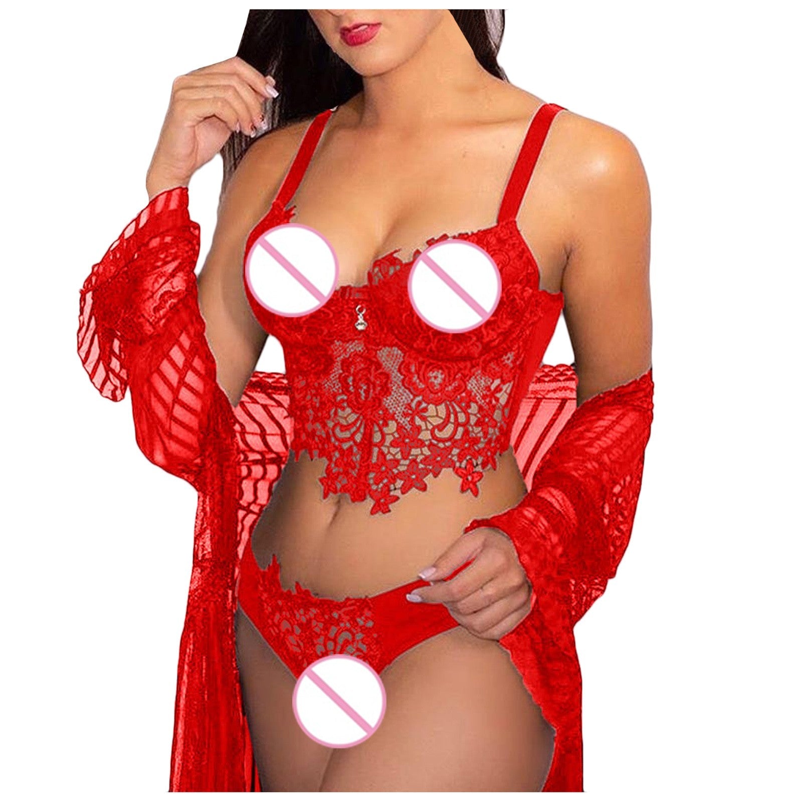 Lace Hollow Lingerie Set for Women – Sling Bodysuit (2-Piece)