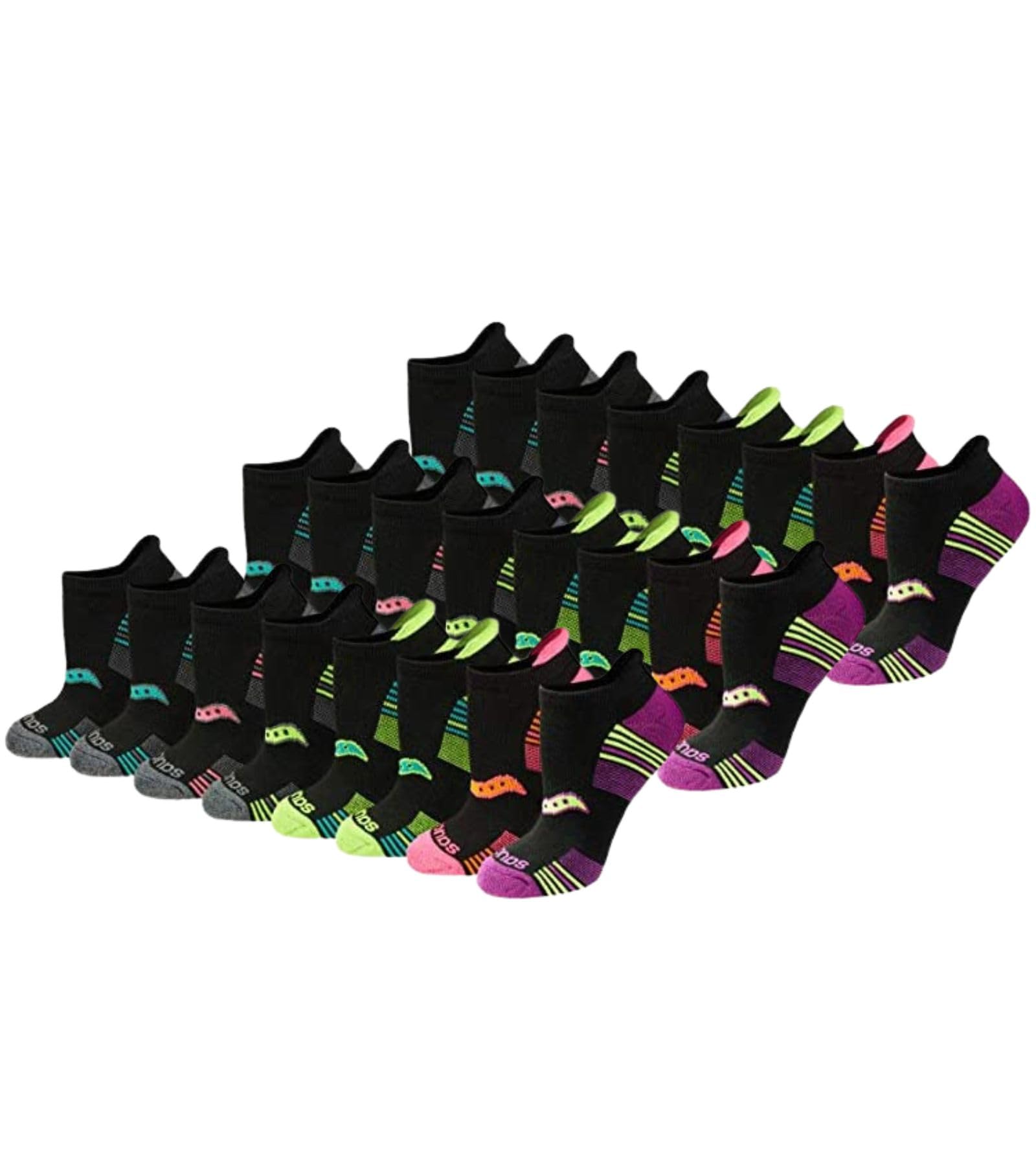 Saucony Women's RunDry Performance Heel Tab Athletic Socks, Available in S-L (8, 16, 24 Pairs)