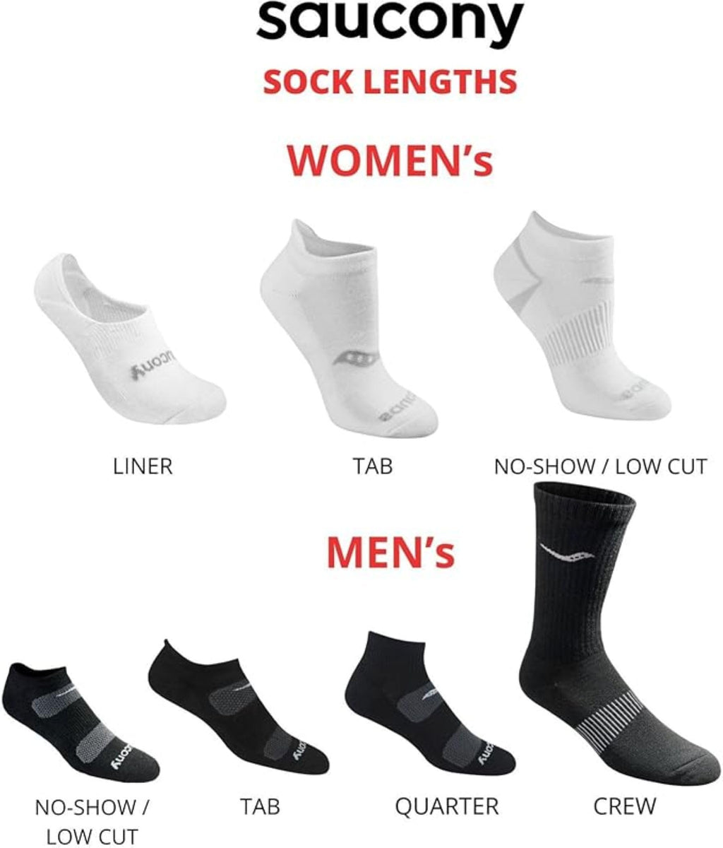 Saucony Women's RunDry Performance Heel Tab Athletic Socks, Available in S-L (8, 16, 24 Pairs)