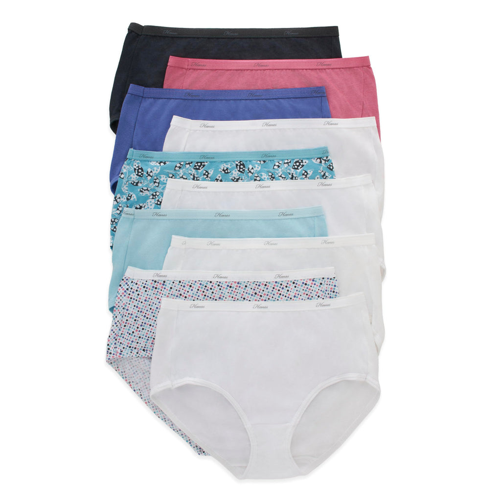 Hanes Women's Underwear Pack, 10-Pack, Full-Coverage Cotton Blend Panties, Moisture-Wicking Underwear for Women