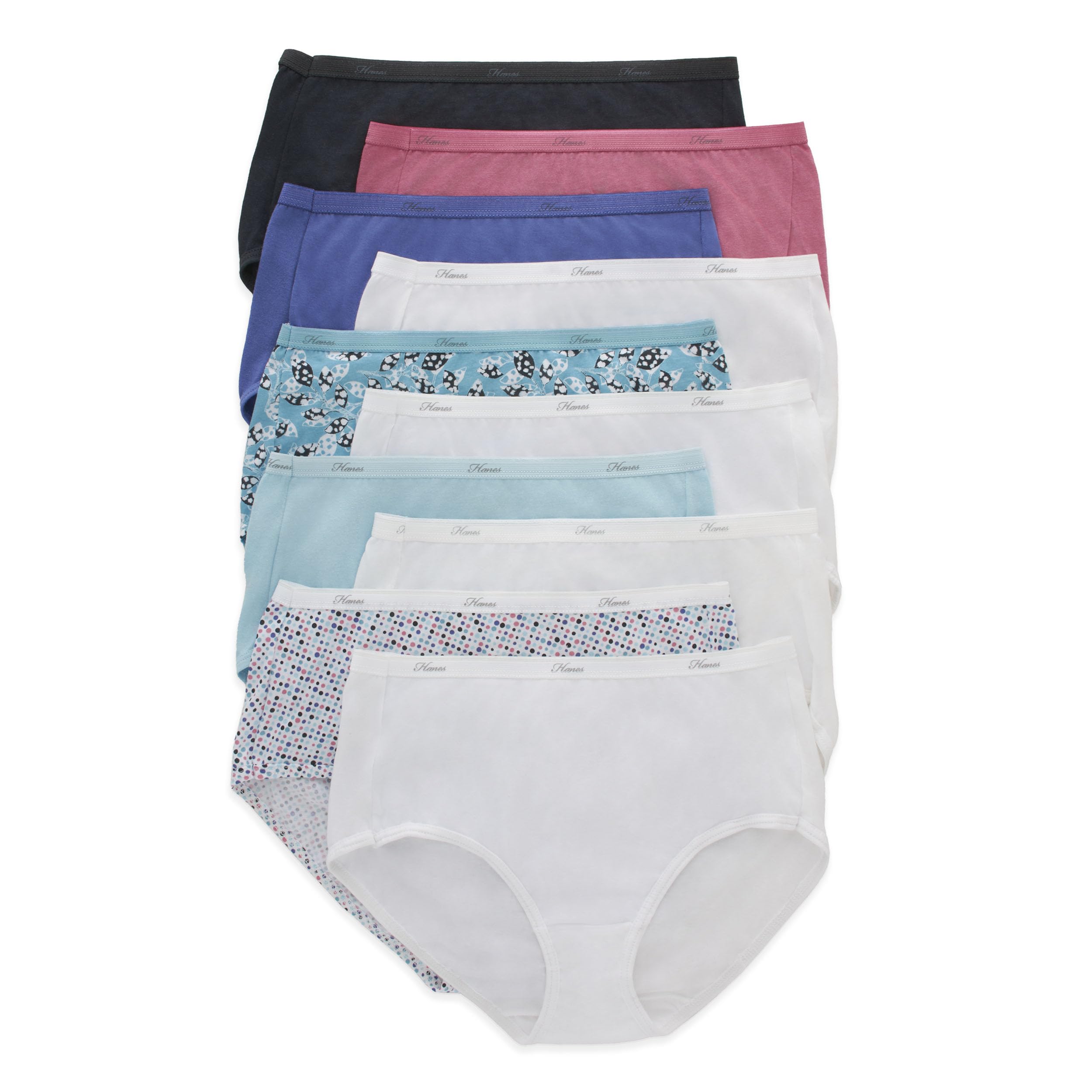 Hanes Women's Underwear Pack, 10-Pack, Full-Coverage Cotton Blend Panties, Moisture-Wicking Underwear for Women