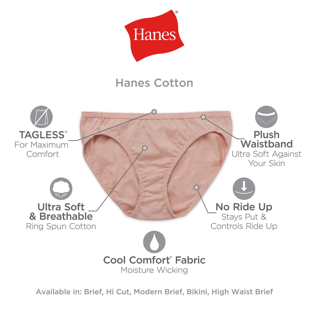 Hanes Women's Underwear Pack, 10-Pack, Full-Coverage Cotton Blend Panties, Moisture-Wicking Underwear for Women