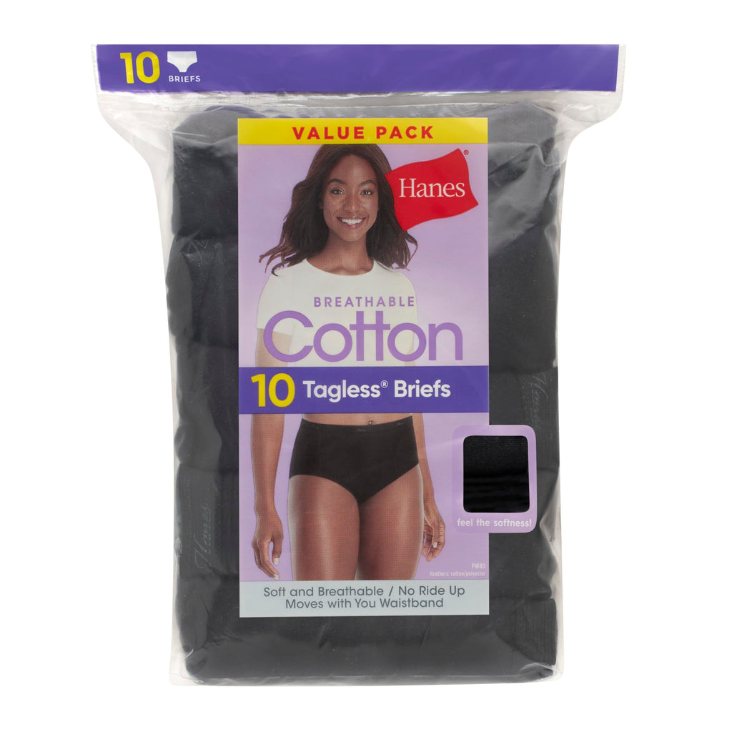 Hanes Women's Underwear Pack, 10-Pack, Full-Coverage Cotton Blend Panties, Moisture-Wicking Underwear for Women