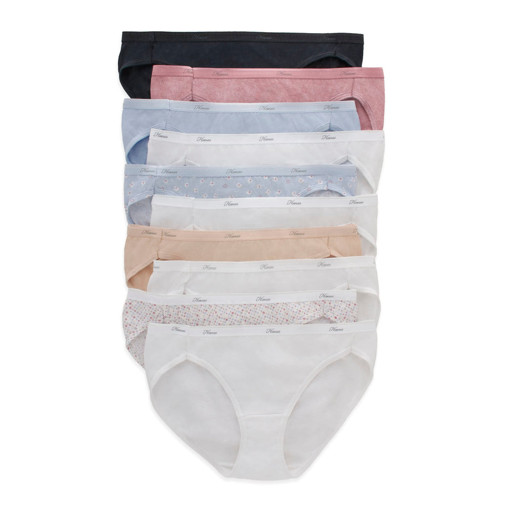 Hanes Women's Underwear Pack, 10-Pack, Full-Coverage Cotton Blend Panties, Moisture-Wicking Underwear for Women