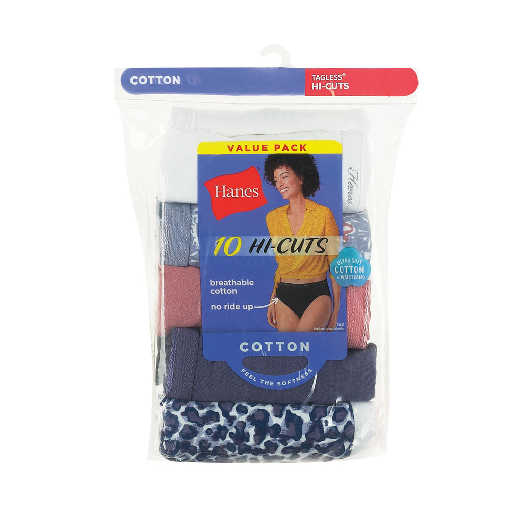 Hanes Women's Underwear Pack, 10-Pack, Full-Coverage Cotton Blend Panties, Moisture-Wicking Underwear for Women