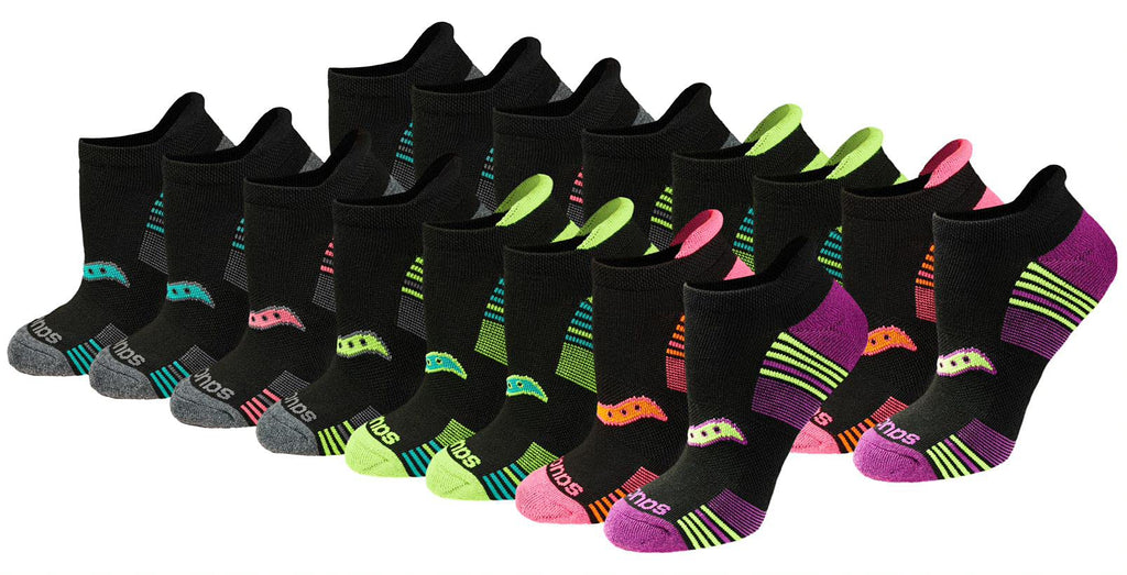 Saucony Women's RunDry Performance Heel Tab Athletic Socks, Available in S-L (8, 16, 24 Pairs)