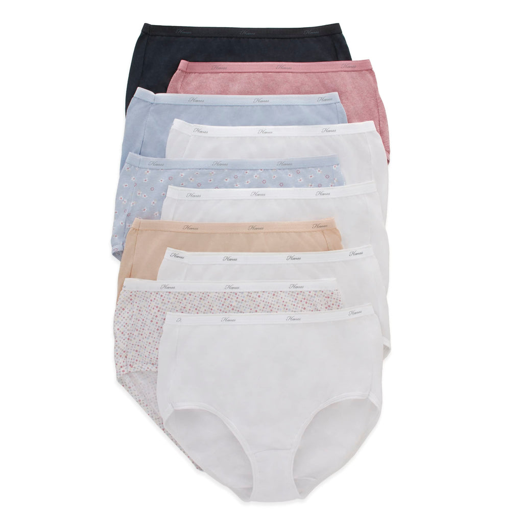 Hanes Women's Underwear Pack, 10-Pack, Full-Coverage Cotton Blend Panties, Moisture-Wicking Underwear for Women