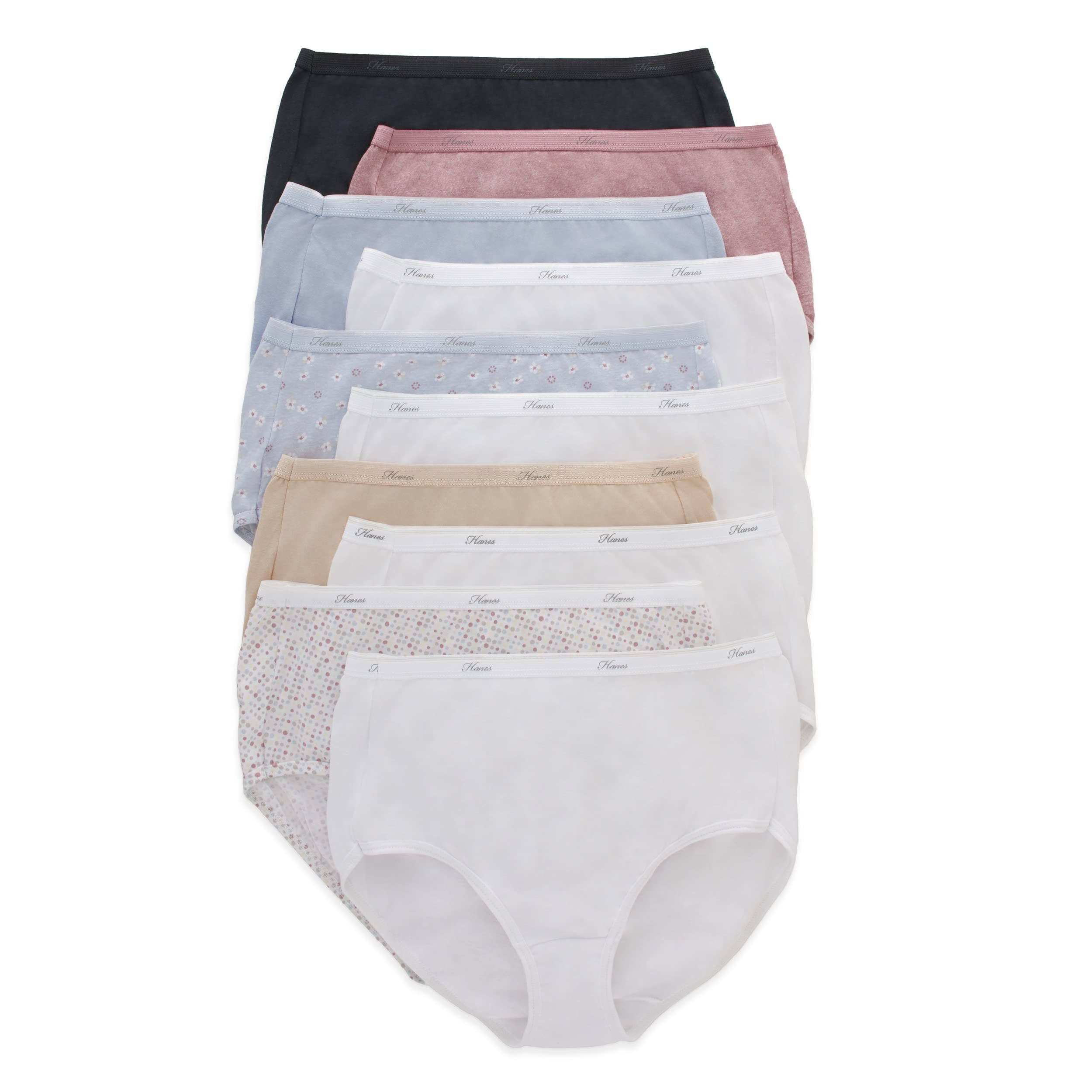 Hanes Women's Underwear Pack, 10-Pack, Full-Coverage Cotton Blend Panties, Moisture-Wicking Underwear for Women