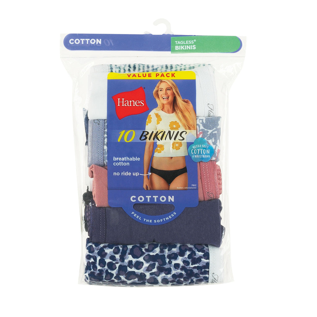 Hanes Women's Underwear Pack, 10-Pack, Full-Coverage Cotton Blend Panties, Moisture-Wicking Underwear for Women