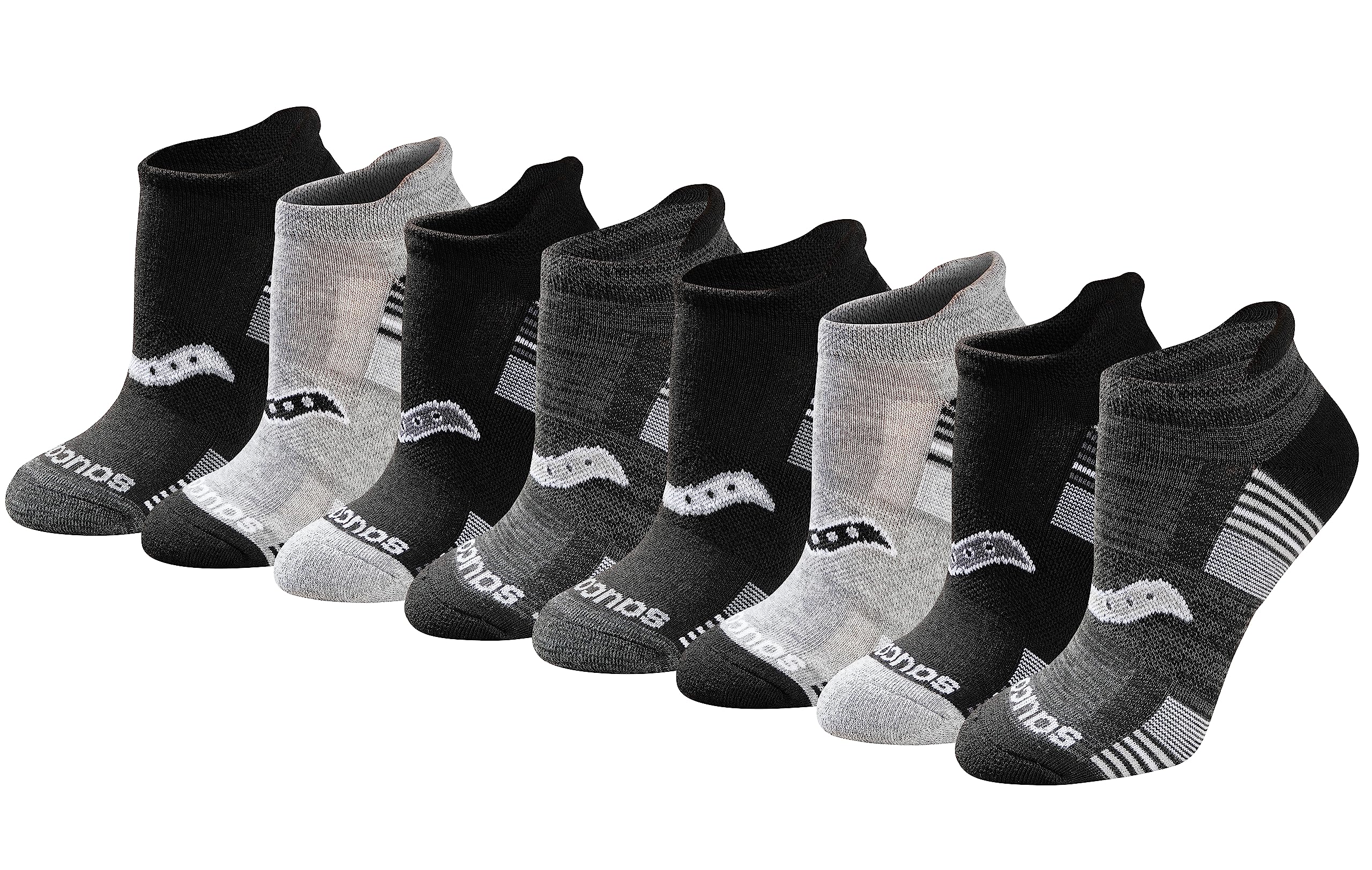 Saucony Women's RunDry Performance Heel Tab Athletic Socks, Available in S-L (8, 16, 24 Pairs)