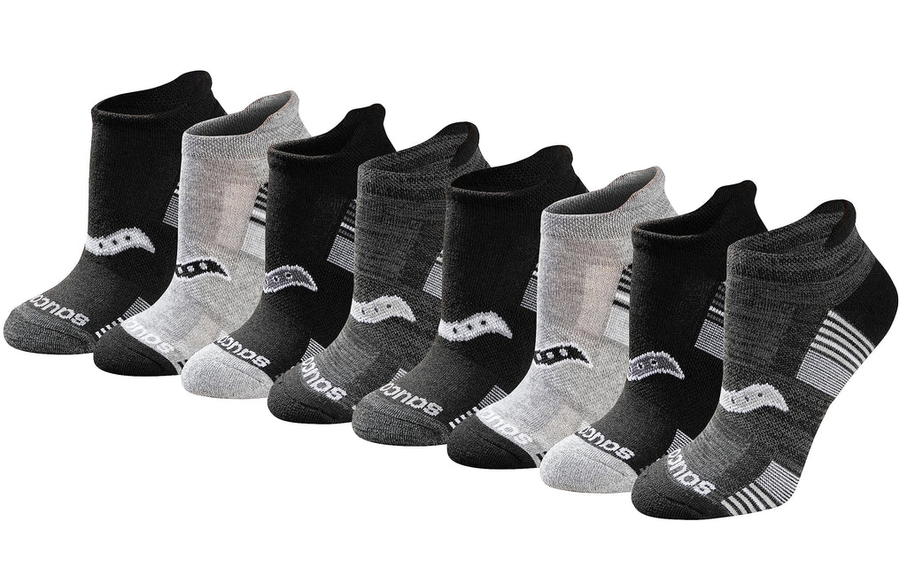 Saucony Women's RunDry Performance Heel Tab Athletic Socks, Available in S-L (8, 16, 24 Pairs)