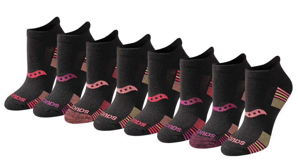 Saucony Women's RunDry Performance Heel Tab Athletic Socks, Available in S-L (8, 16, 24 Pairs)