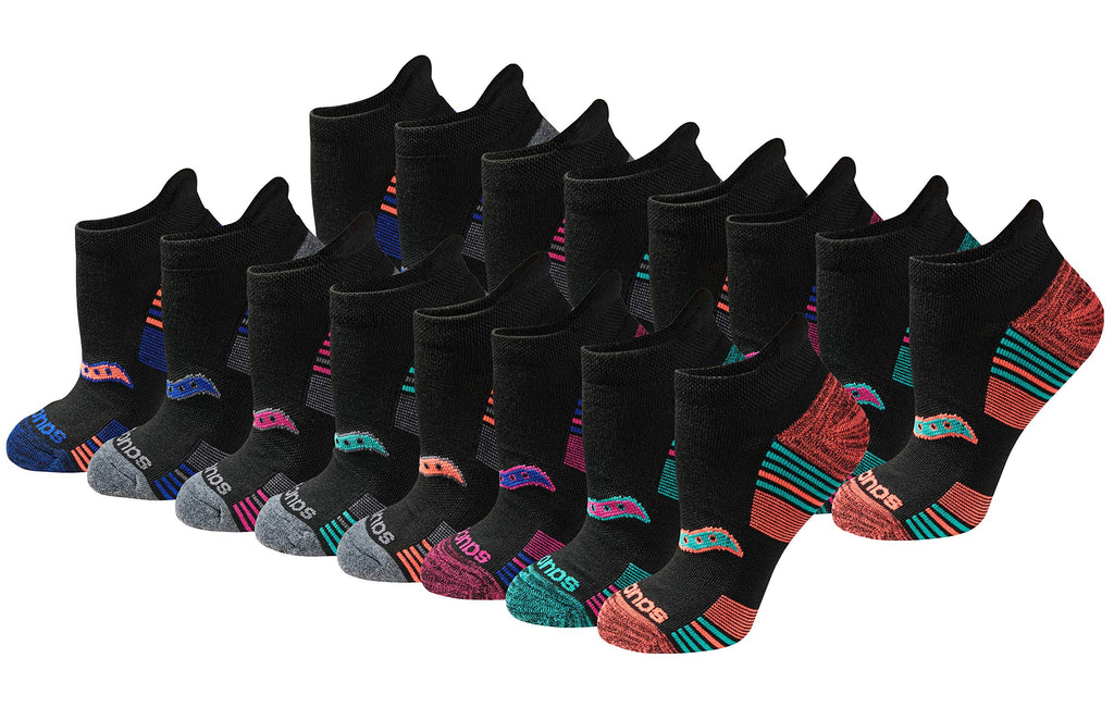 Saucony Women's RunDry Performance Heel Tab Athletic Socks, Available in S-L (8, 16, 24 Pairs)