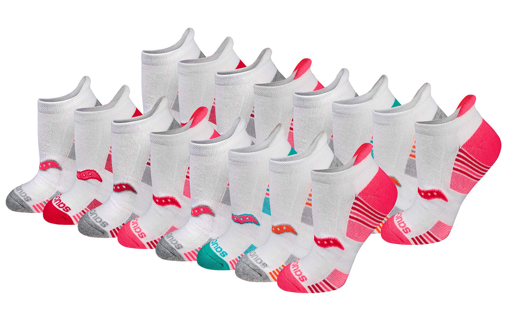 Saucony Women's RunDry Performance Heel Tab Athletic Socks, Available in S-L (8, 16, 24 Pairs)
