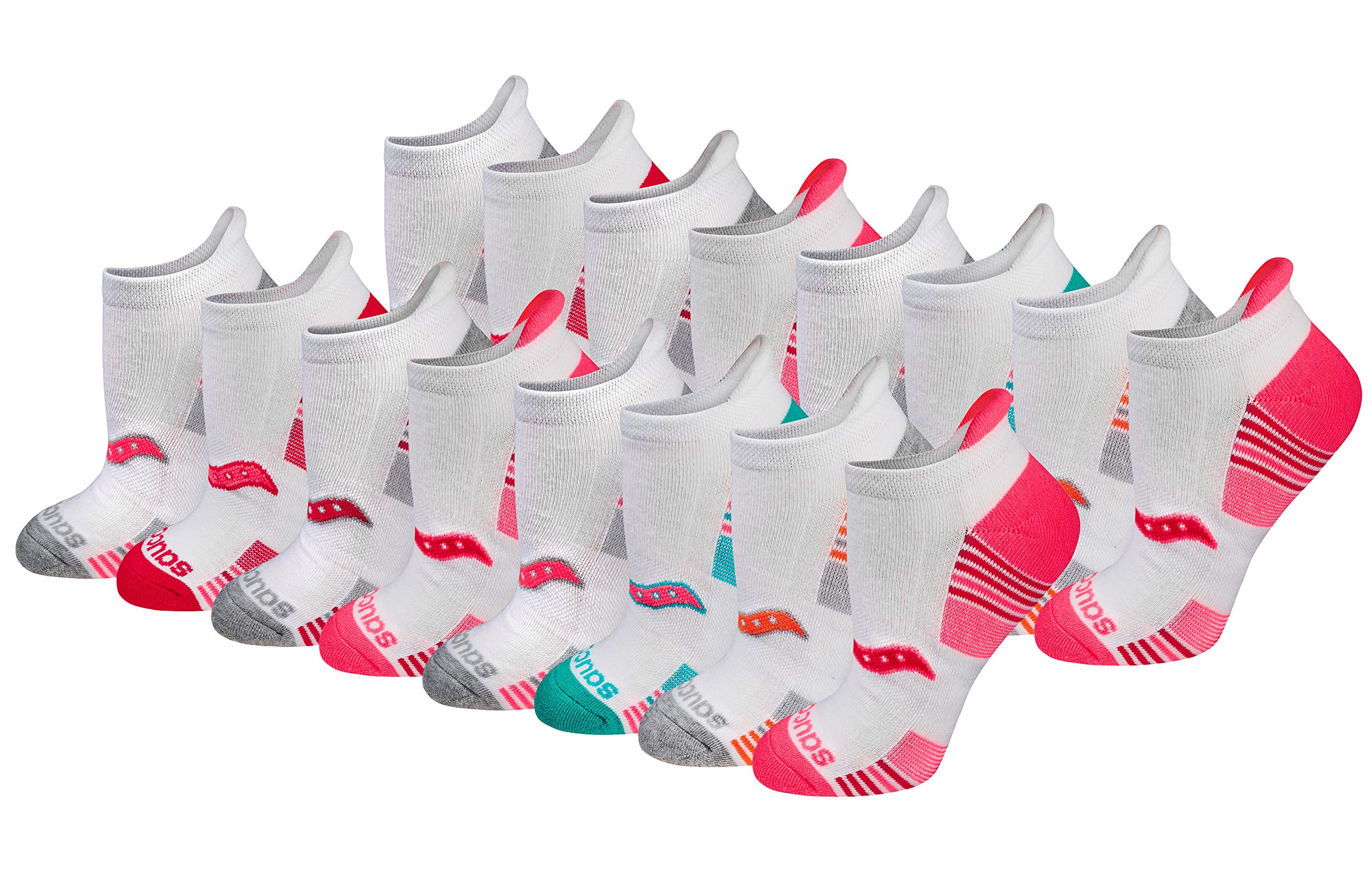 Saucony Women's RunDry Performance Heel Tab Athletic Socks, Available in S-L (8, 16, 24 Pairs)