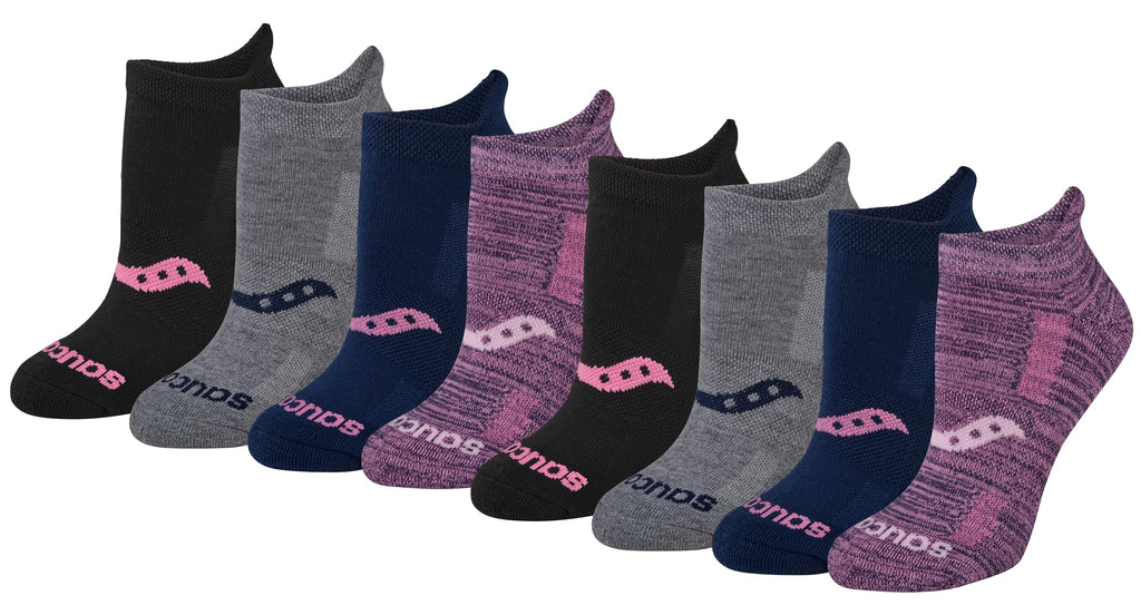 Saucony Women's RunDry Performance Heel Tab Athletic Socks, Available in S-L (8, 16, 24 Pairs)