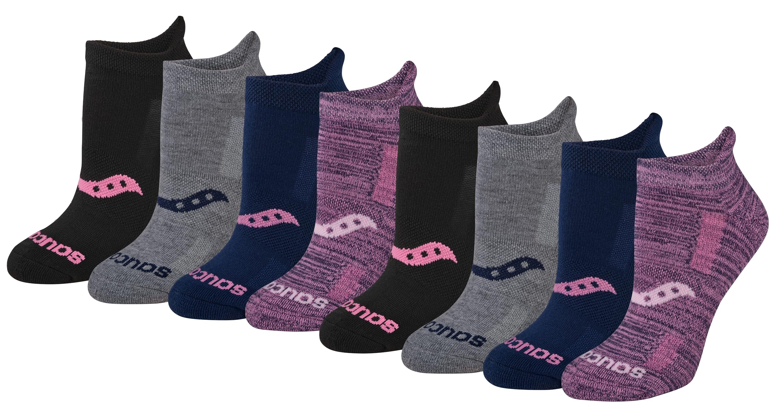 Saucony Women's RunDry Performance Heel Tab Athletic Socks, Available in S-L (8, 16, 24 Pairs)