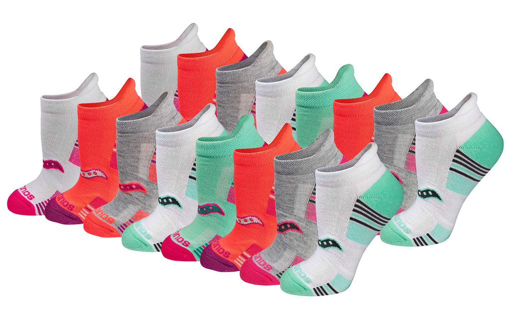 Saucony Women's RunDry Performance Heel Tab Athletic Socks, Available in S-L (8, 16, 24 Pairs)
