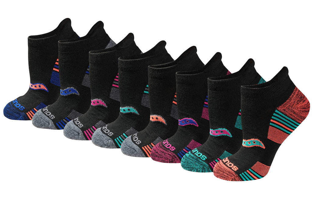 Saucony Women's RunDry Performance Heel Tab Athletic Socks, Available in S-L (8, 16, 24 Pairs)