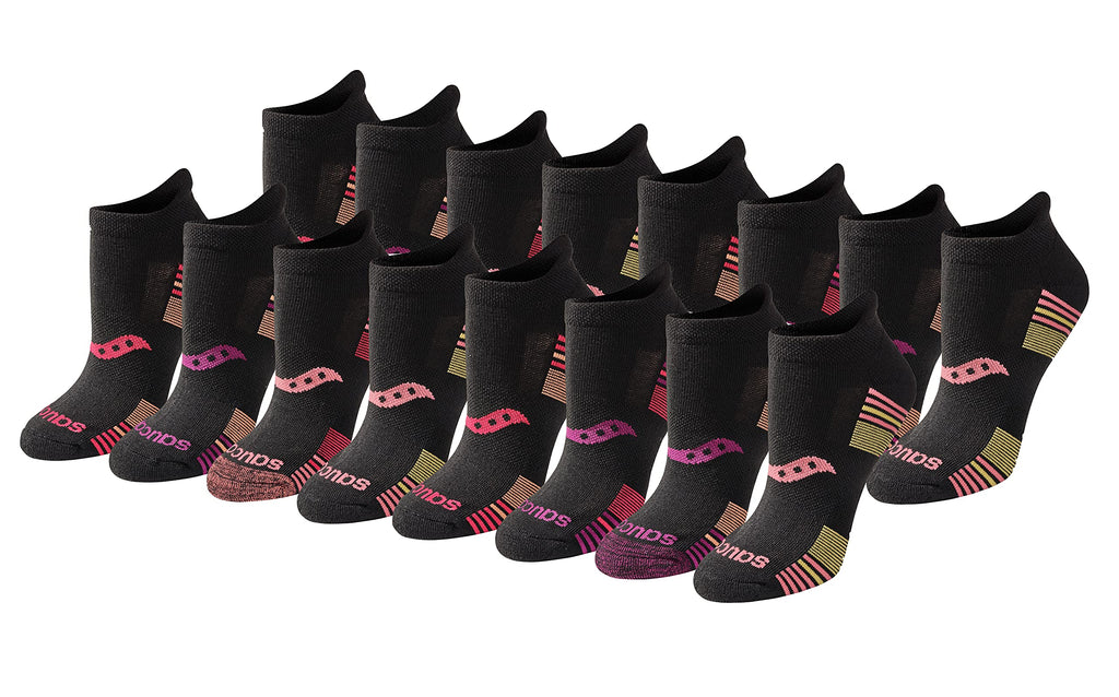 Saucony Women's RunDry Performance Heel Tab Athletic Socks, Available in S-L (8, 16, 24 Pairs)