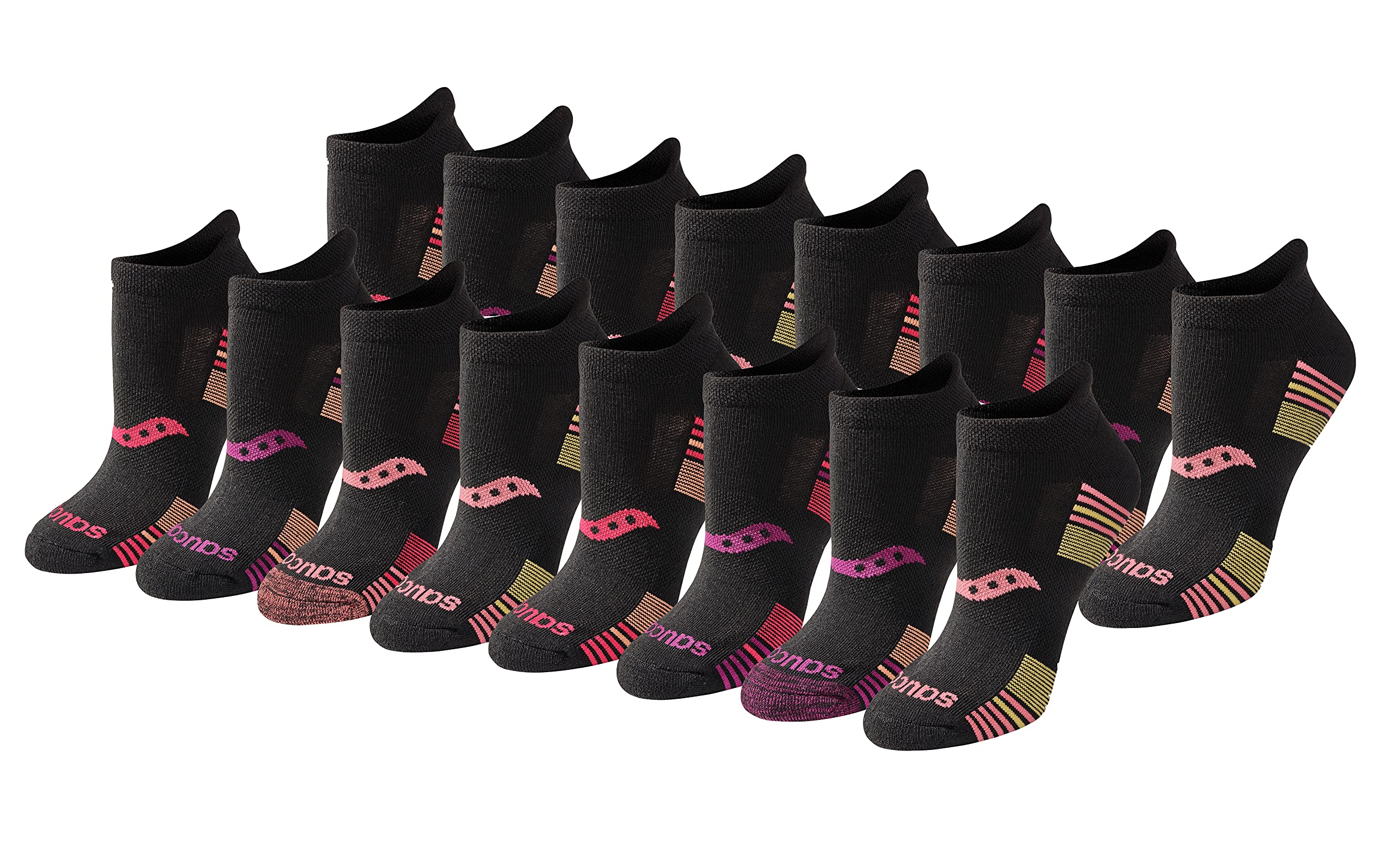 Saucony Women's RunDry Performance Heel Tab Athletic Socks, Available in S-L (8, 16, 24 Pairs)