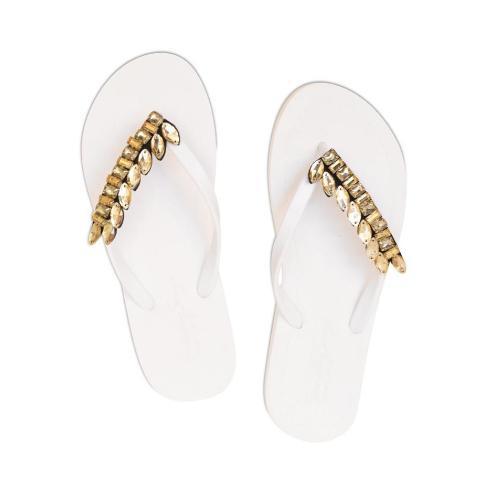 Smith - Gold Leaves Rhinestone Flat Flip Flops Sandal