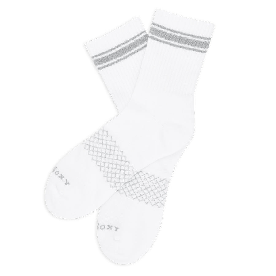 White/Grey Quarter Crew Women's Socks