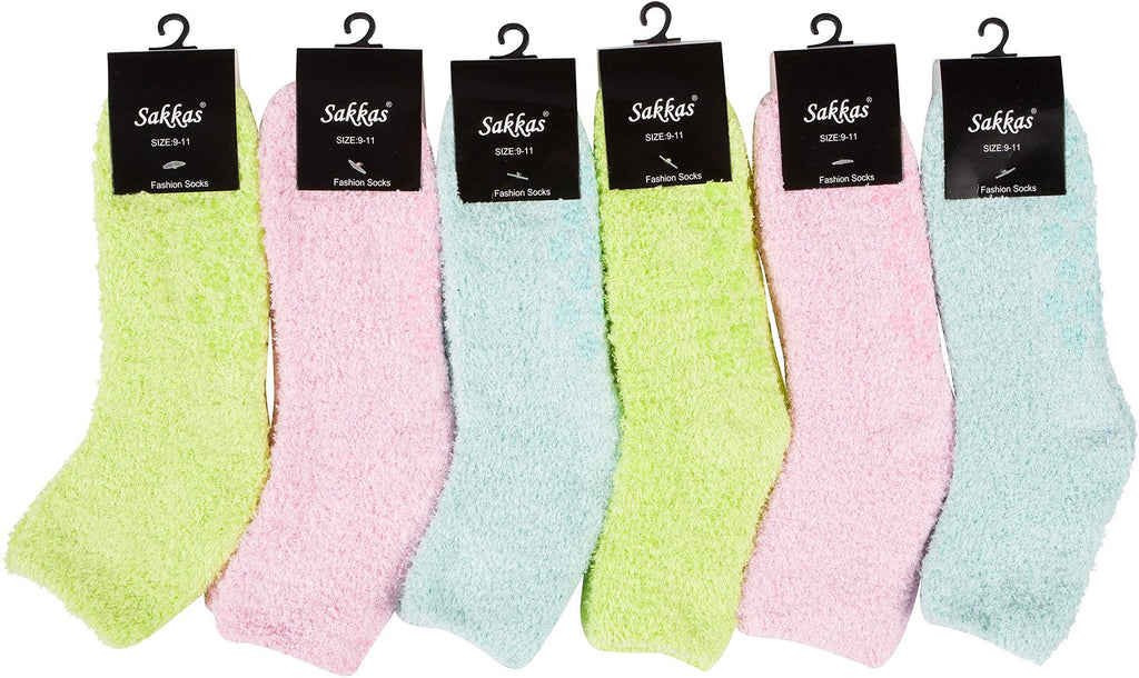 Sakkas Super Soft Anti-Slip Fuzzy Ankle Socks Value Assorted 6-Pack