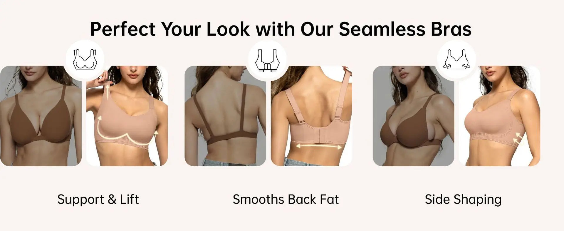 Women's Wire-free Seamless Bra Solid Color Full Cup Thin Molding Underwear Seamless Push-up Comfortable Underwear