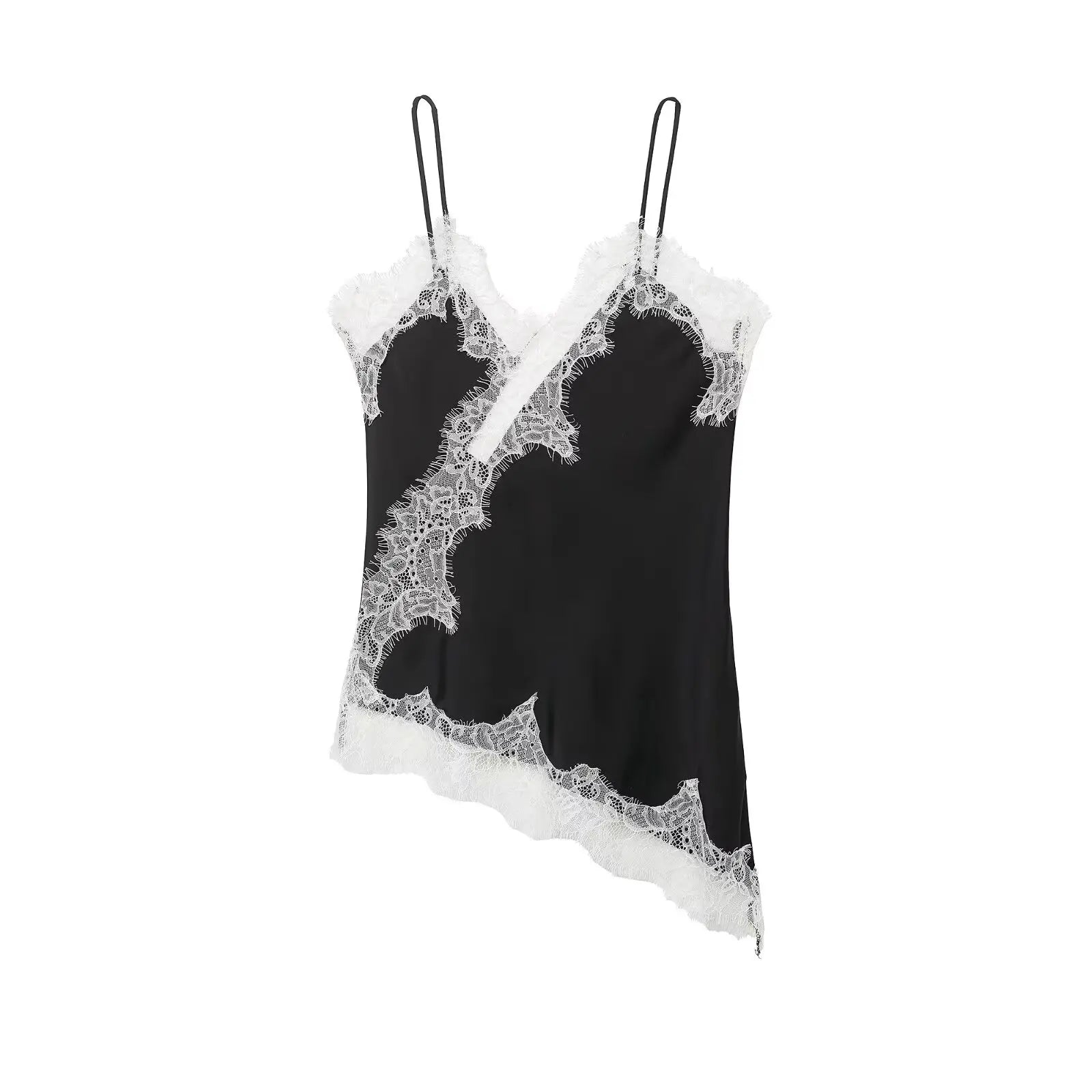 HH Sexy Women Asymmetrical Lace Slip Tops Summer Female Backless Sleeveless Off Shoulder Underwear Tanks Elegant Beach Camisole