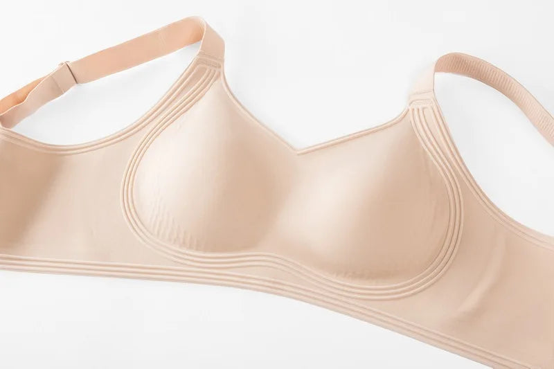 Women's Wire-free Seamless Bra Solid Color Full Cup Thin Molding Underwear Seamless Push-up Comfortable Underwear