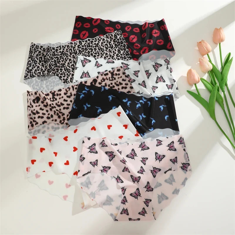 3Pcs Seamless Women's Panties S-XXL Sexy Butterfly Briefs Fashion Leopard Heart Breathable Female Comfortable Cozy Sexy Lingerie
