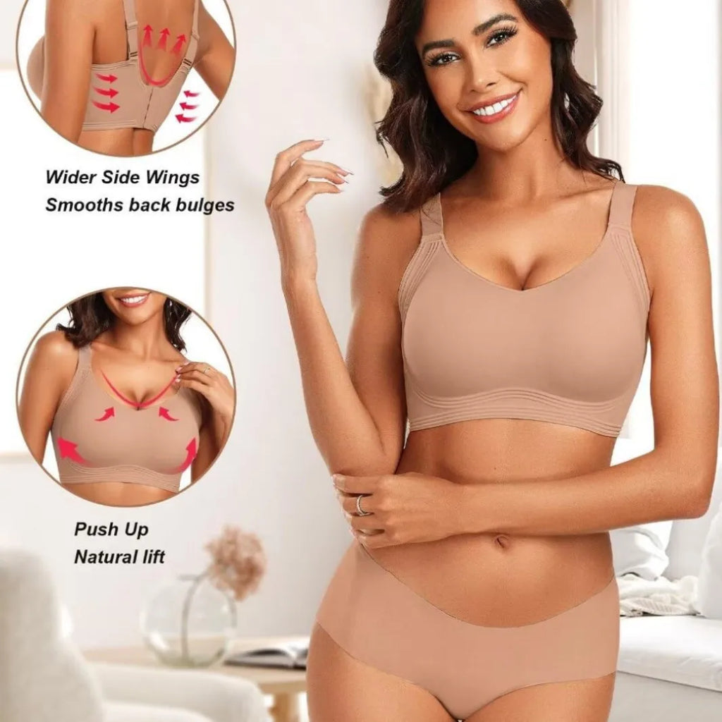 Women's Wire-free Seamless Bra Solid Color Full Cup Thin Molding Underwear Seamless Push-up Comfortable Underwear