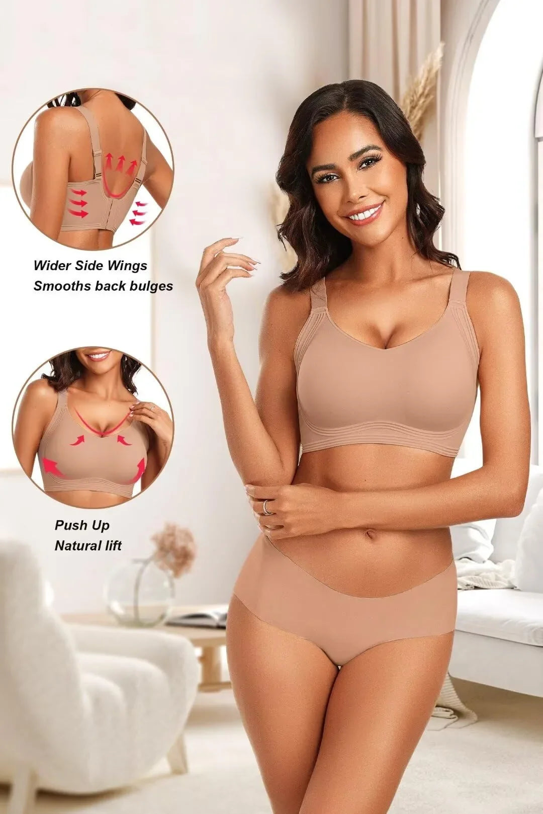 Women's Wire-free Seamless Bra Solid Color Full Cup Thin Molding Underwear Seamless Push-up Comfortable Underwear