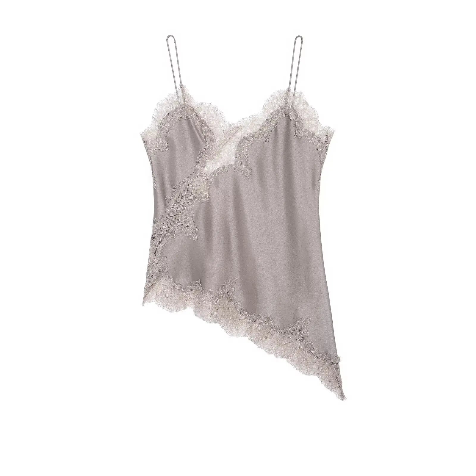 HH Sexy Women Asymmetrical Lace Slip Tops Summer Female Backless Sleeveless Off Shoulder Underwear Tanks Elegant Beach Camisole