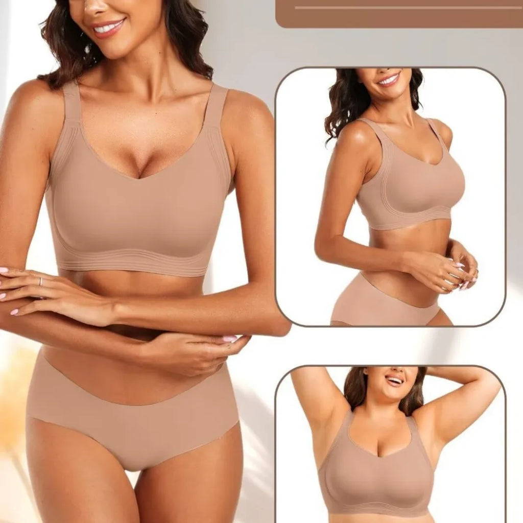 Women's Wire-free Seamless Bra Solid Color Full Cup Thin Molding Underwear Seamless Push-up Comfortable Underwear