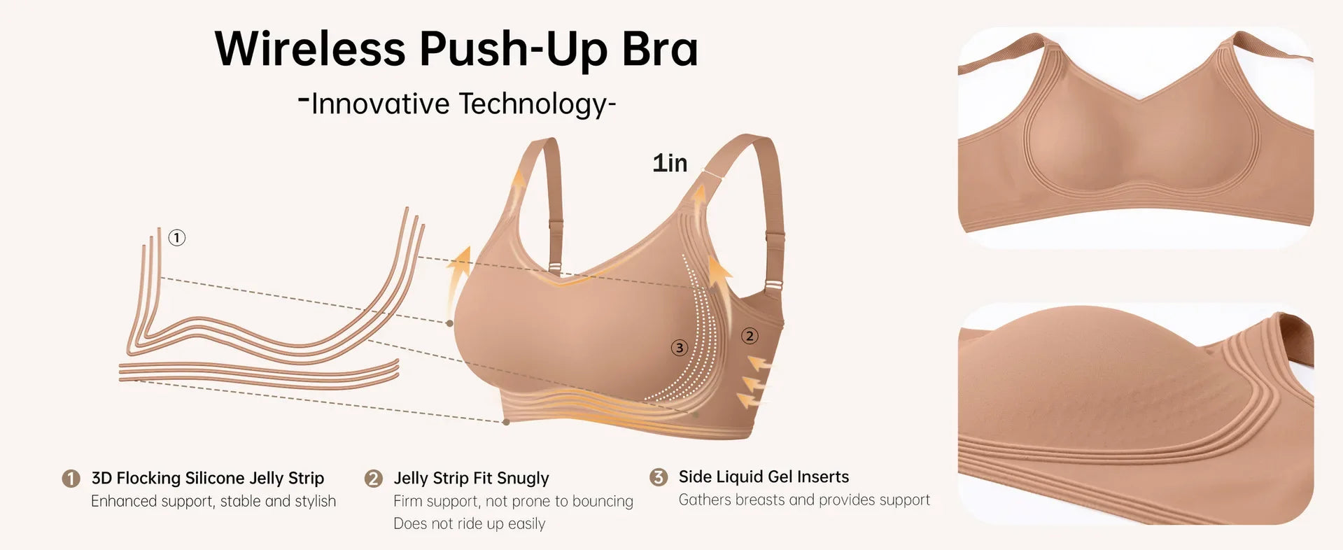 Women's Wire-free Seamless Bra Solid Color Full Cup Thin Molding Underwear Seamless Push-up Comfortable Underwear
