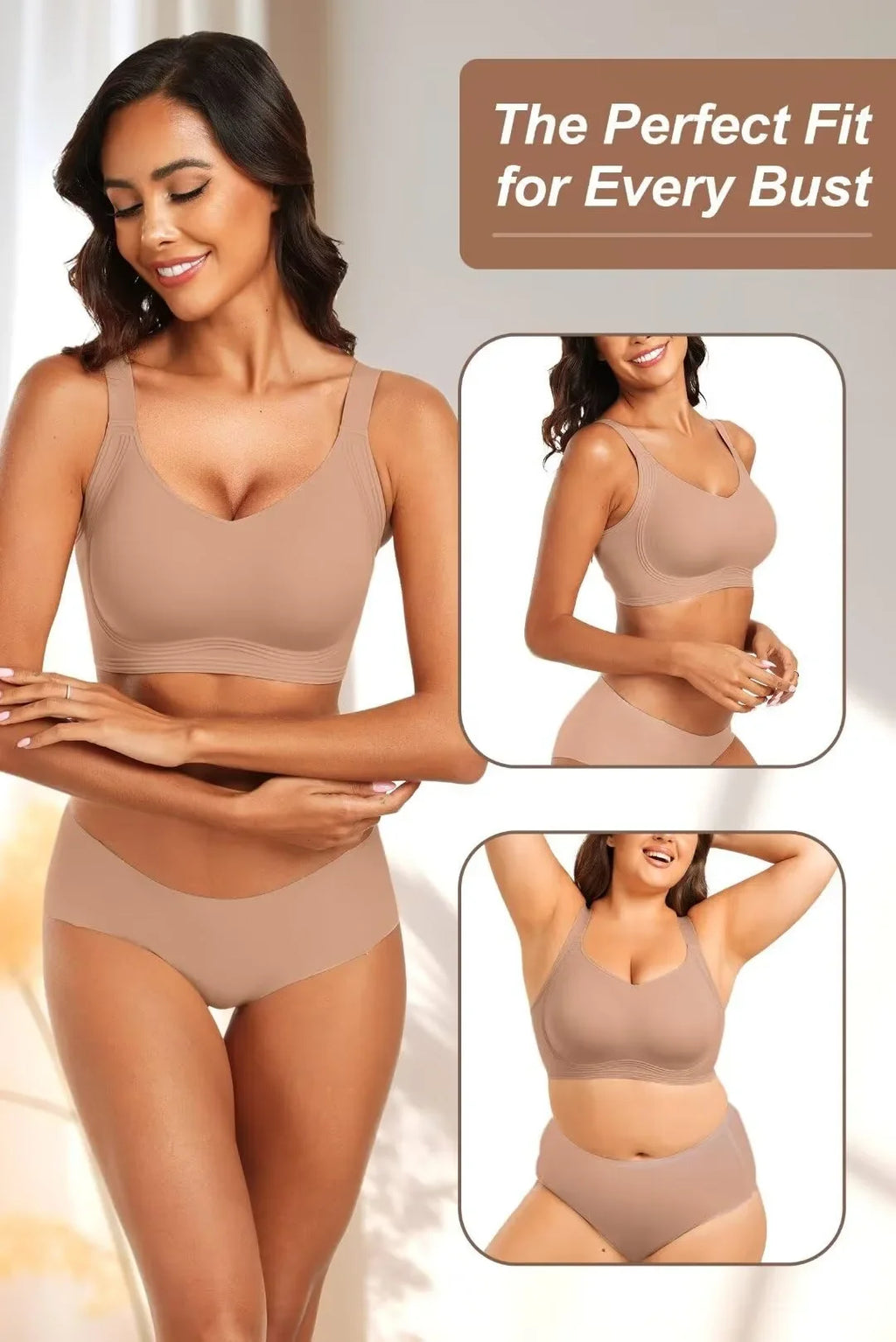 Women's Wire-free Seamless Bra Solid Color Full Cup Thin Molding Underwear Seamless Push-up Comfortable Underwear
