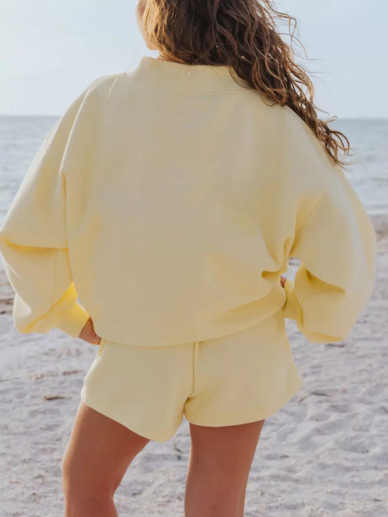 Relaxed Fit Round Neck Sweatshirt and Shorts Set