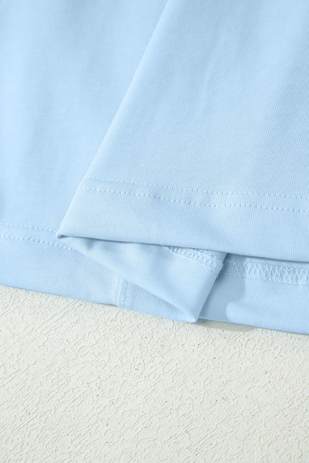 Mist Blue Stitched Detail Loose Tank Top 2pcs Short Set