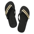 Smith - Gold Leaves Rhinestone Flat Flip Flops Sandal