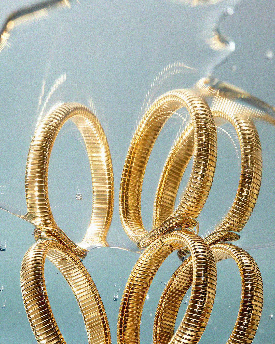 Flex Snake Chain Bracelet- Set of 3 (12mm wide)- Gold